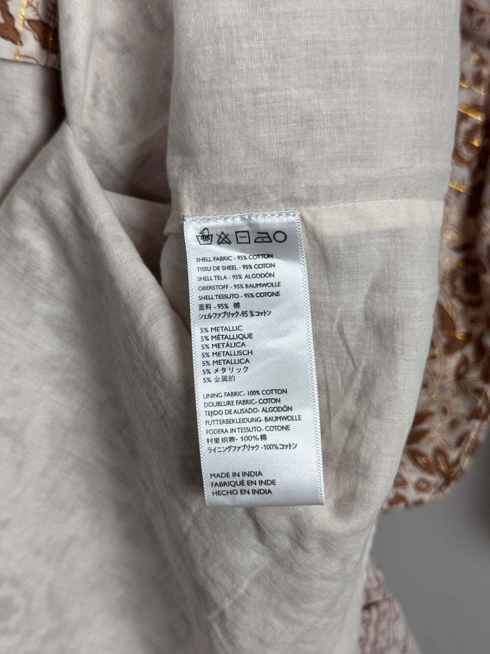 Cleobella Brown Ivory Floral Woven V-Neck Puff Sleeve Maxi Button Dress S - Picture 5 of 10